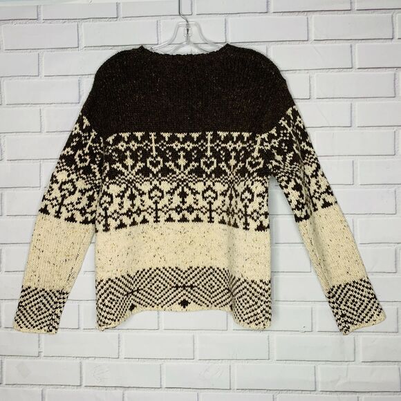 vintage 70s wool sweater hearts brown cream Giorgio Fiorlini size small women - Picture 2 of 6